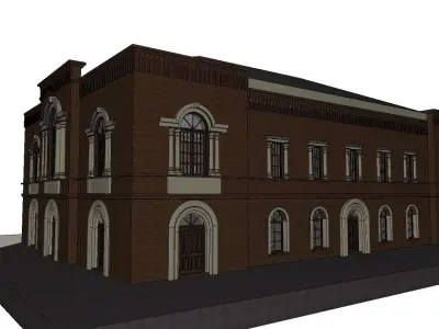 sunagogue in Czarnkow - brick model 3D model