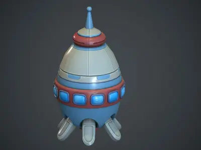 Cartoon Rocket 2 PBR Game Ready Low-poly 3D model