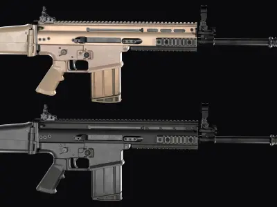 modular assault rifle FN SCAR-H mk 17 Low-poly 3D model