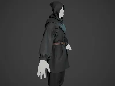Black And Brown Medieval Outfit Low-poly 3D model