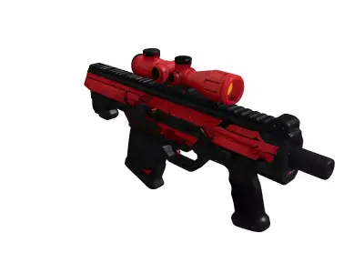 SciFi Battle Rifle Damaged 3D model