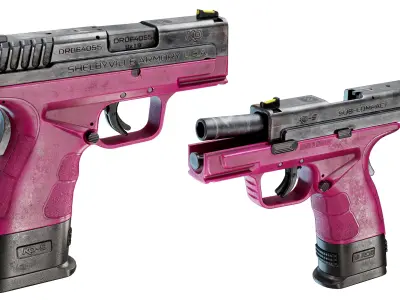 Hot Pink Pistol - Game Ready Low-poly 3D model