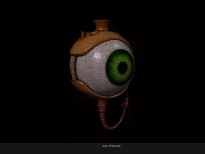 Low Poly Stylized Mechanical Eye Monster - PBR Low-poly 3D model