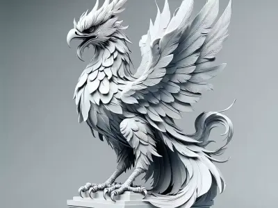Majestic Griffin Statue HighPoly Sculpt Low-poly 3D model