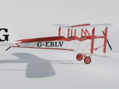 Vintage Biplane Airplane Realistic 3D Model Game Ready Clean  Low-poly 3D model