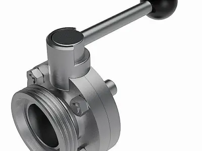 Manual Butterfly Valves - DIN11851 Male x Welding End - 3D model