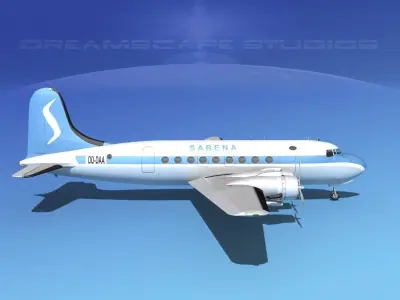 Douglas DC-4 Sabena Airlines 2 3D model