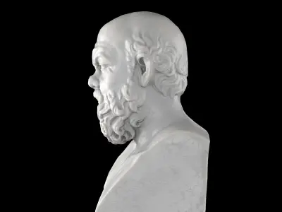 Socrates herm sculpture Low-poly 3D model