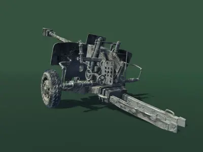 Howitzer machine gun Low-poly 3D model