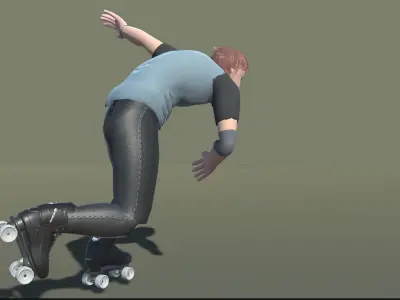 Quad Roller skaters Animations SA Low-poly 3D model