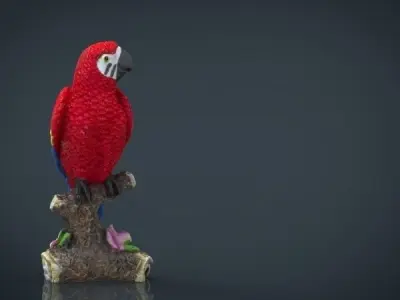 Red Parrot Low-poly 3D model