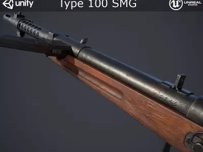 Type 100 Submachine Gun Low-poly 3D model