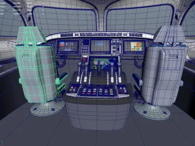 Cockpit interior of plane Low-poly 3D model