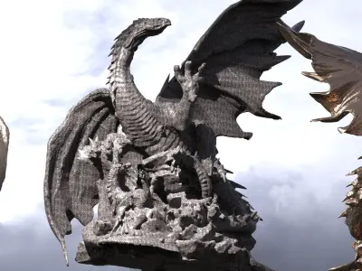 Dark Wyvern Arthurian Dragon Statue 1 3D model