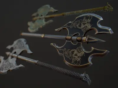 Axe Fantasy Game 3d model Low-poly  model Low-poly 3D model