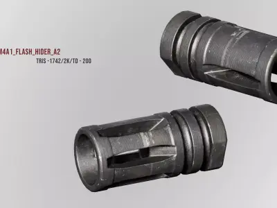 AR15 M4A1 Modular Flash Hider A2 Customizable Low-poly 3D model