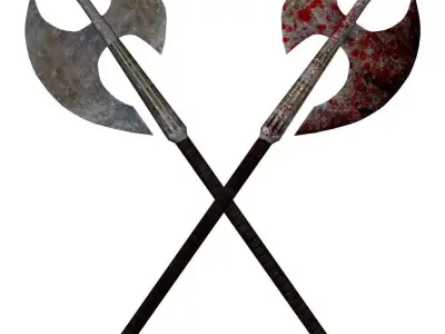 Two-Handed Axe clean and bloody Low poly Low-poly 3D model