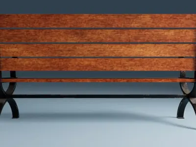 Wooden Street Park Bench 3D Model 03 3D model