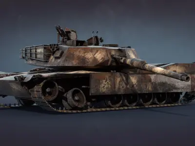 Destroyed tank M1A1 Abrams Low-poly 3D model