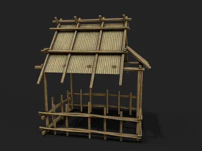 Bamboo Shelter 6 Low-poly 3D model