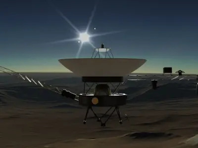 Voyager spacecraft in night sky Low-poly 3D model