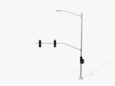 Traffic Light Pole Assembly - Multi-Signal with Street Light 3D model