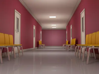 Hospital Corridor Hallway 3D model