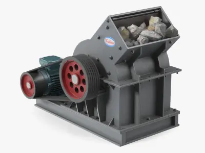 Bailing Hammer Mill Crusher Drive with Stones 3D model