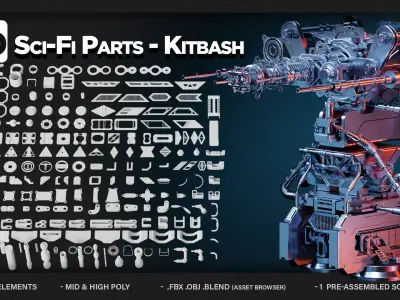 200 Sci-Fi Parts - KITBASH - VOL 05 3D model