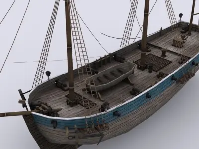 Small sailing ship Low-poly 3D model