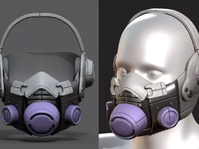 Gas mask helmet 3d safety plastic  Low-poly 3D model