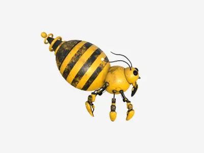 Cute Robot E01 Bee Color - SciFi Character Design Low-poly 3D model