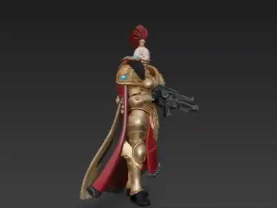 Female Futuristic Sci-Fi Warrior- Armored Soldier - Energy Rifle Low-poly 3D model