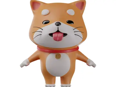 little cute Shiba Dog  3D character Japanese Shiba Dog 3D model