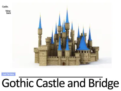 Gothic Castle and Gothic Bridge 3D model