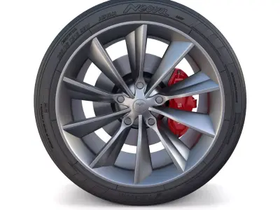 Tesla Model X Wheel and Brake 3D model