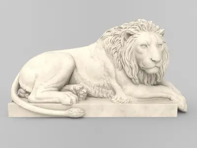 Marble Recumbent Lion 3D Model