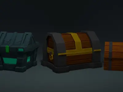 Cartoon Chests Free low-poly 3D model