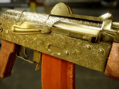 Gold AKS-74U Free low-poly 3D model