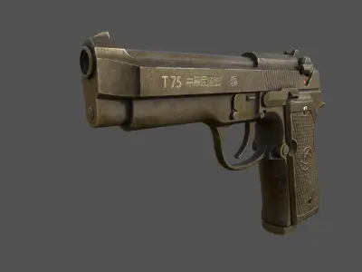 T75 pistol 3D model with PBR texture Low-poly 3D model