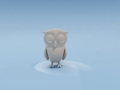 Cartoon Owl Animated and Rigged Base Mesh 3D Model Low-poly 3D model