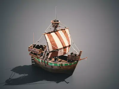 Cog ship Low-poly 3D model