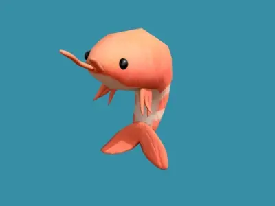 Shrimp Toy Low-poly 3D model