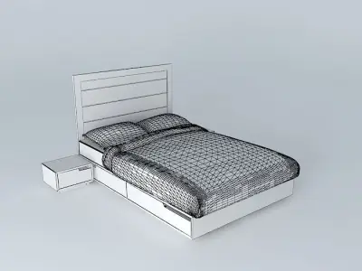 bed with sheet Free 3D model