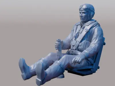 WWII Luftwaffe FW-190 Pilot 3D print model