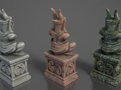 Ancient Khmer Statue15-250523 Low-poly 3D model