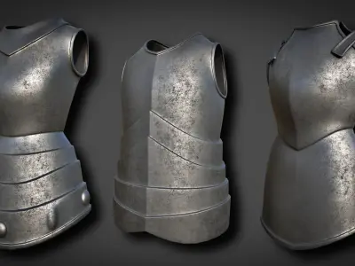 20 Body Armor Base Mesh Pack With UV Low-poly 3D model
