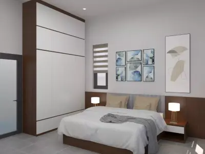 Resident Bed Felt Headboard Free 3D model