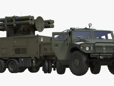 Military Truck with Missile System Crotale NG Rigged for Cinema 4D 3D model purchase