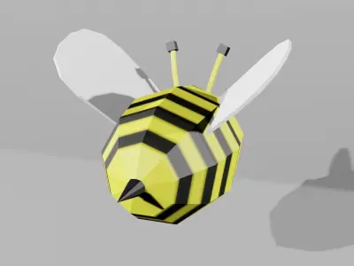 Happy Bee Low-poly 3D model